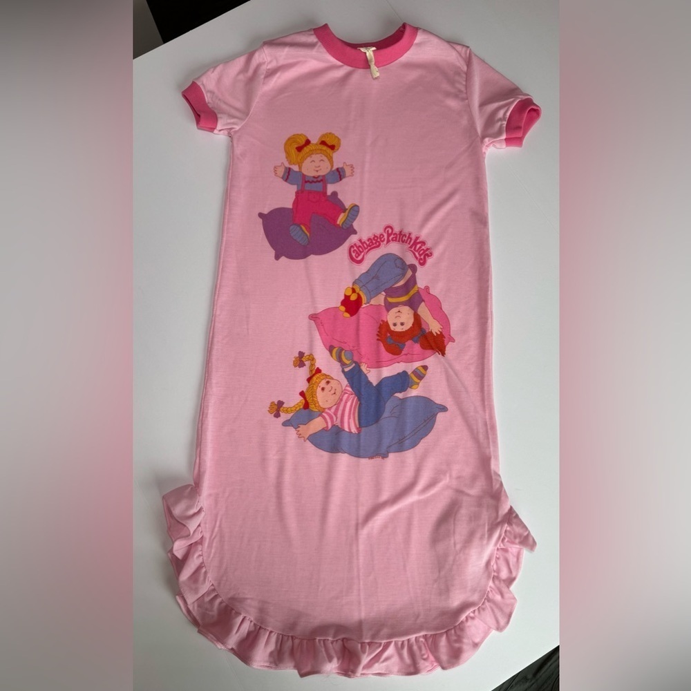 Vintage 1985 Cabbage Patch Kids Girls Pink Long Nightgown Sleep Size 8